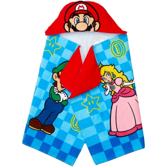 Super Mario Kids Hooded Bath Towel, 100% Cotton