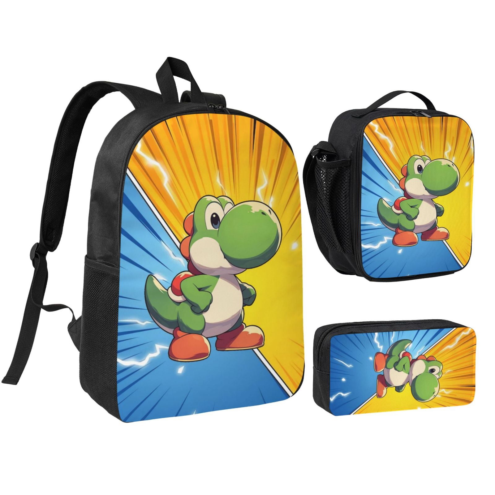 Super Mario Laptop Backpack 3 Piece Set with Lunch Box And Pencil Case ...