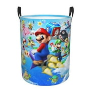 Super Mario Laundry Hamper, Dirty Clothes Hamper Storage Basket for Bathroom Bedrooms, Circular Hamper with Handles, Gifts for Boys Girls Men Women