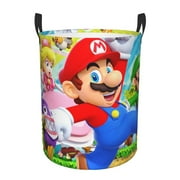 Super Mario Laundry Hamper, Dirty Clothes Hamper Storage Basket for Bathroom Bedrooms, Circular Hamper with Handles, Gifts for Boys Girls Men Women