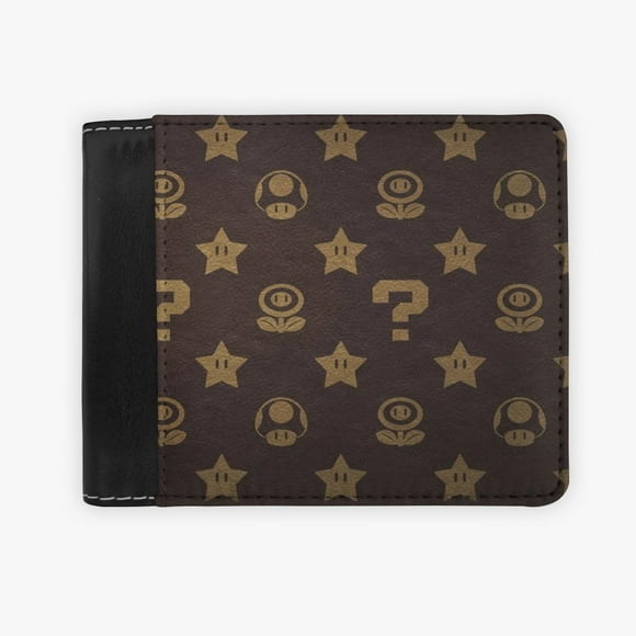 Super Mario Leather Minimalist Wallet, Cartoon Pattern, Bifold, Light, Slim, Coin Purses for Unisex