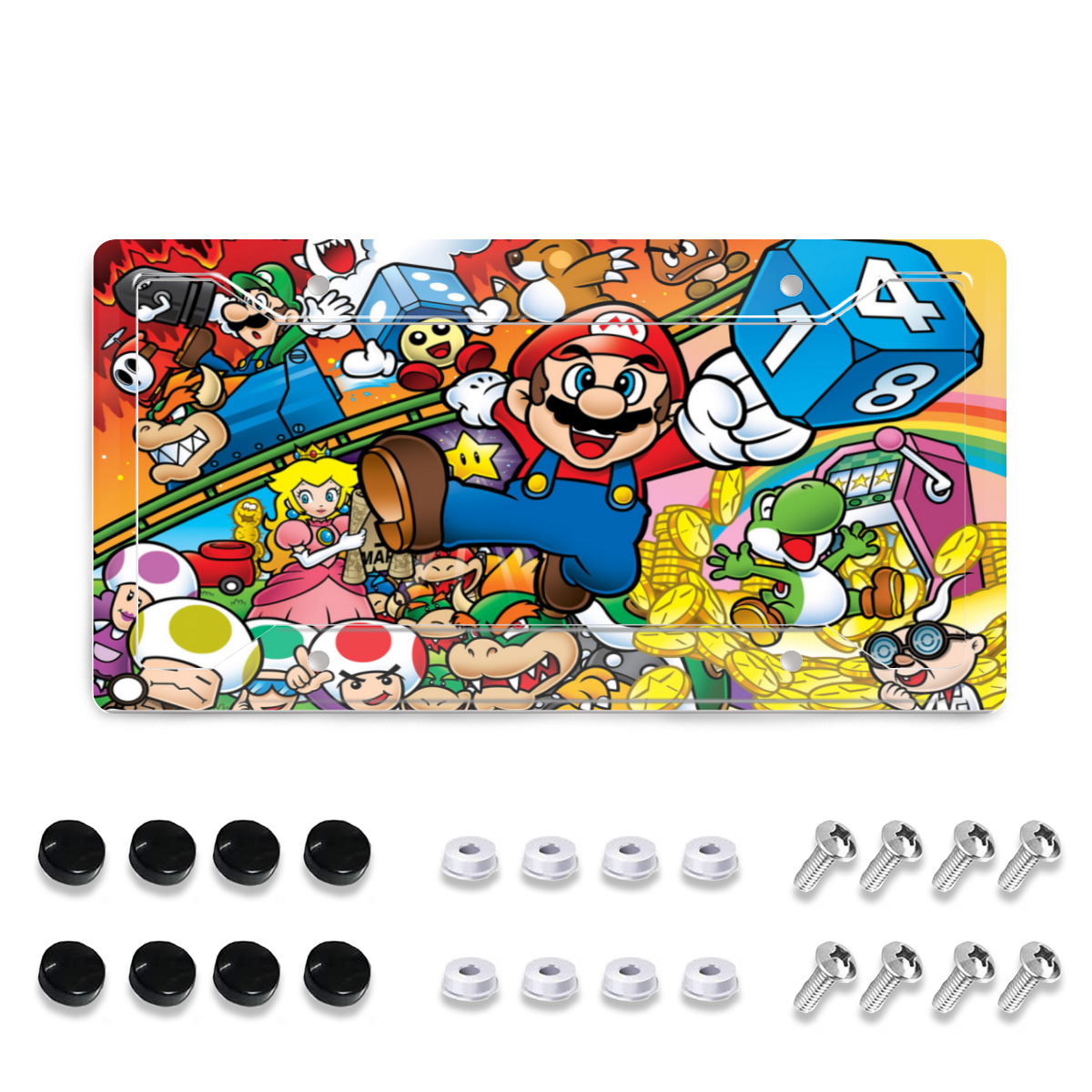 Super Mario License Plate Frame Set 4hole License Plate Frame