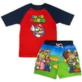 thumbnail image 1 of Super Mario Little & Big Boys Swim Trunk & Rashguard 2-piece Set, 1 of 5