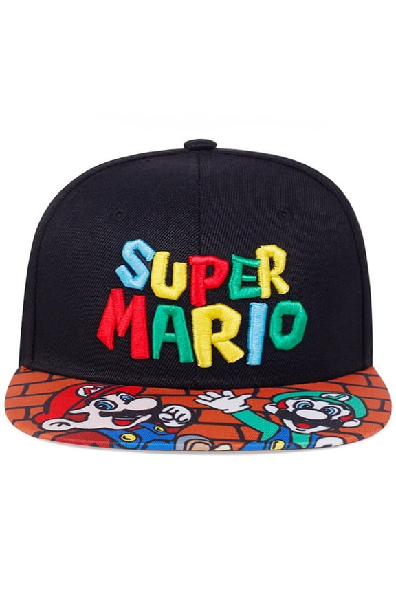 Super Mario Logo Adjustable Black Snapback Baseball Cap Hat
