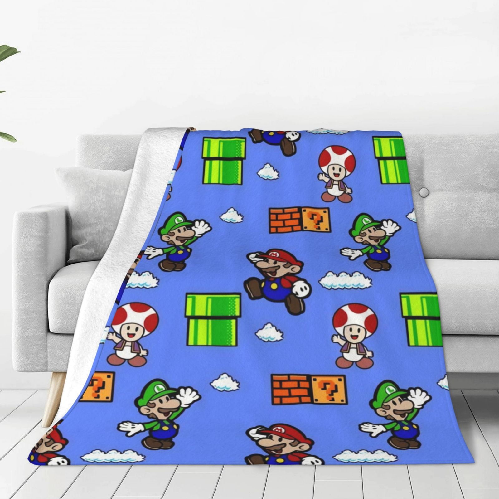 Super Mario Luigi Mario And Mushroom Blanket Cartoon Blanket Home Cute ...