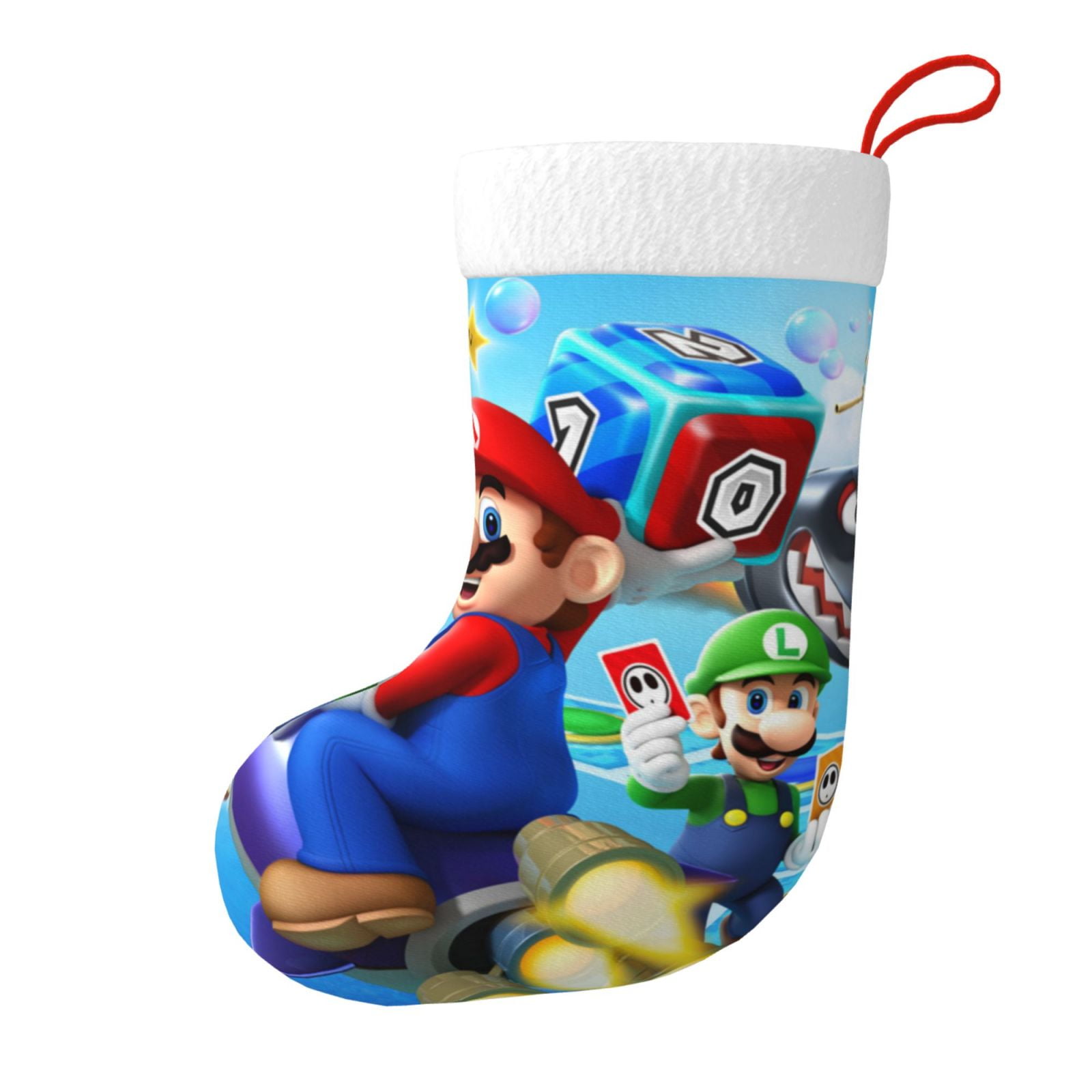 Super Mario Luigi Christmas Stocking Xmas Candy Gift Bag Fireplace ...
