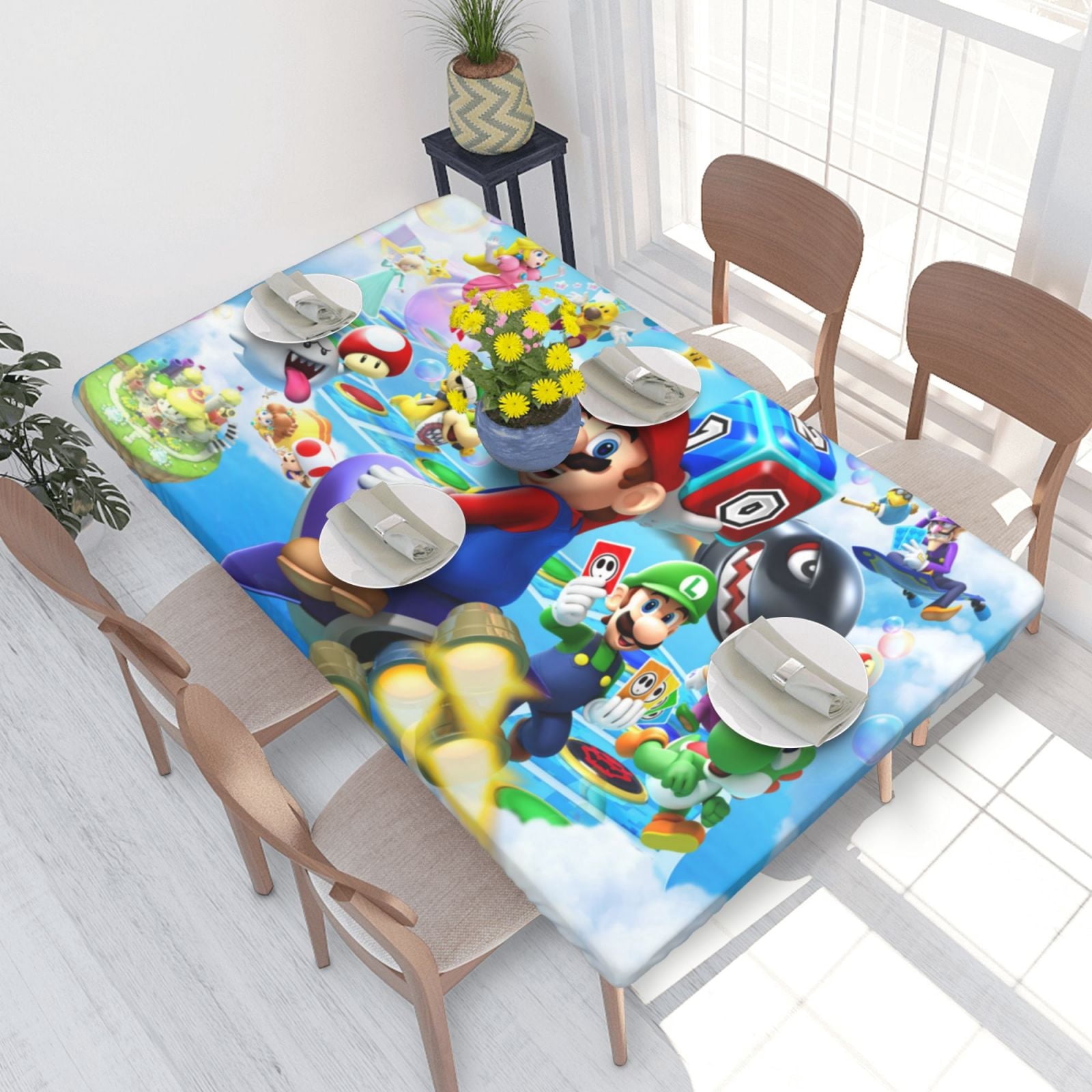 Super Mario Luigi Elastic Edged Table Cover Reusable Fitted Rectangle ...
