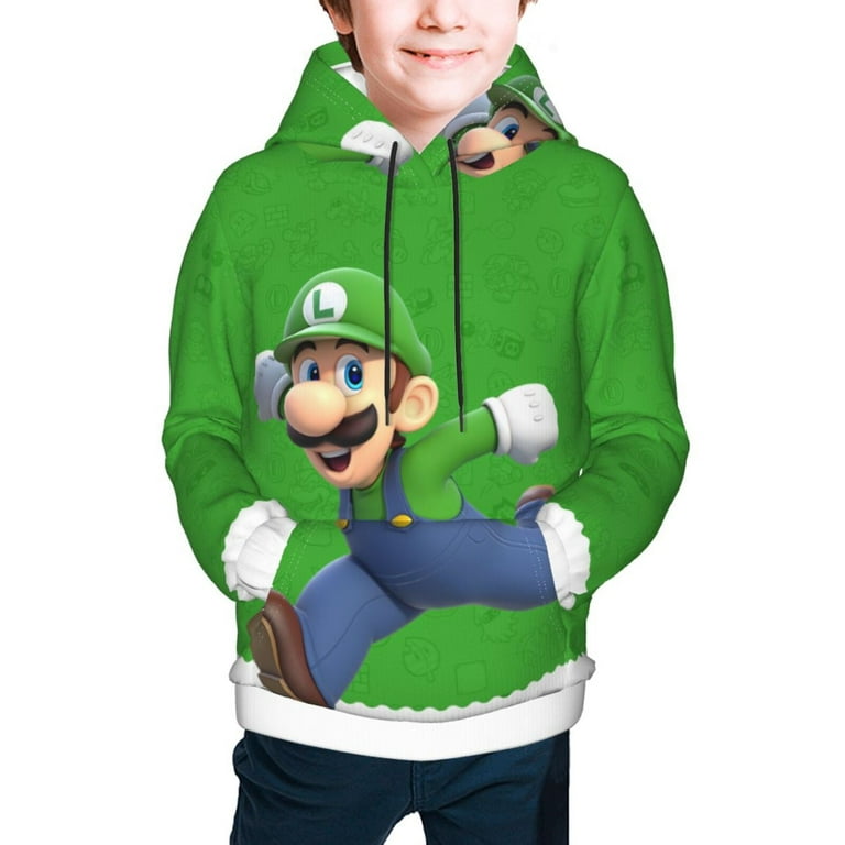 Super Mario Luigi Hoodie 3D Print Pullover Hooded Long Sleeve