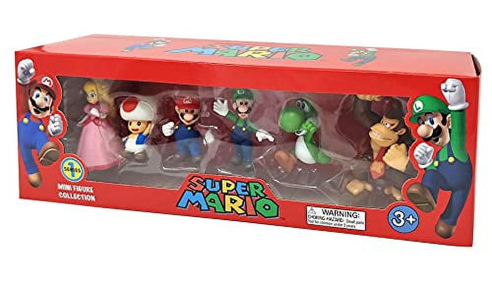 Super Mario Luigi, Princess Peach, Toad, Yoshi and Donkey Kong Cake Topper, by Altay Toys 6 Count