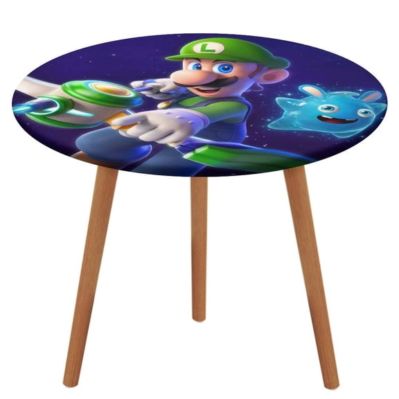 Super Mario Luigi Round Fitted Tablecloth with Elastic Edge,Water-Resistant Picnic Table Cover for 36-60" Round Tables for Dinner, Outdoor, Patio