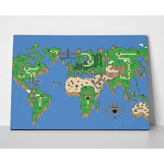 Super Mario Map Poster or Wrapped Canvas