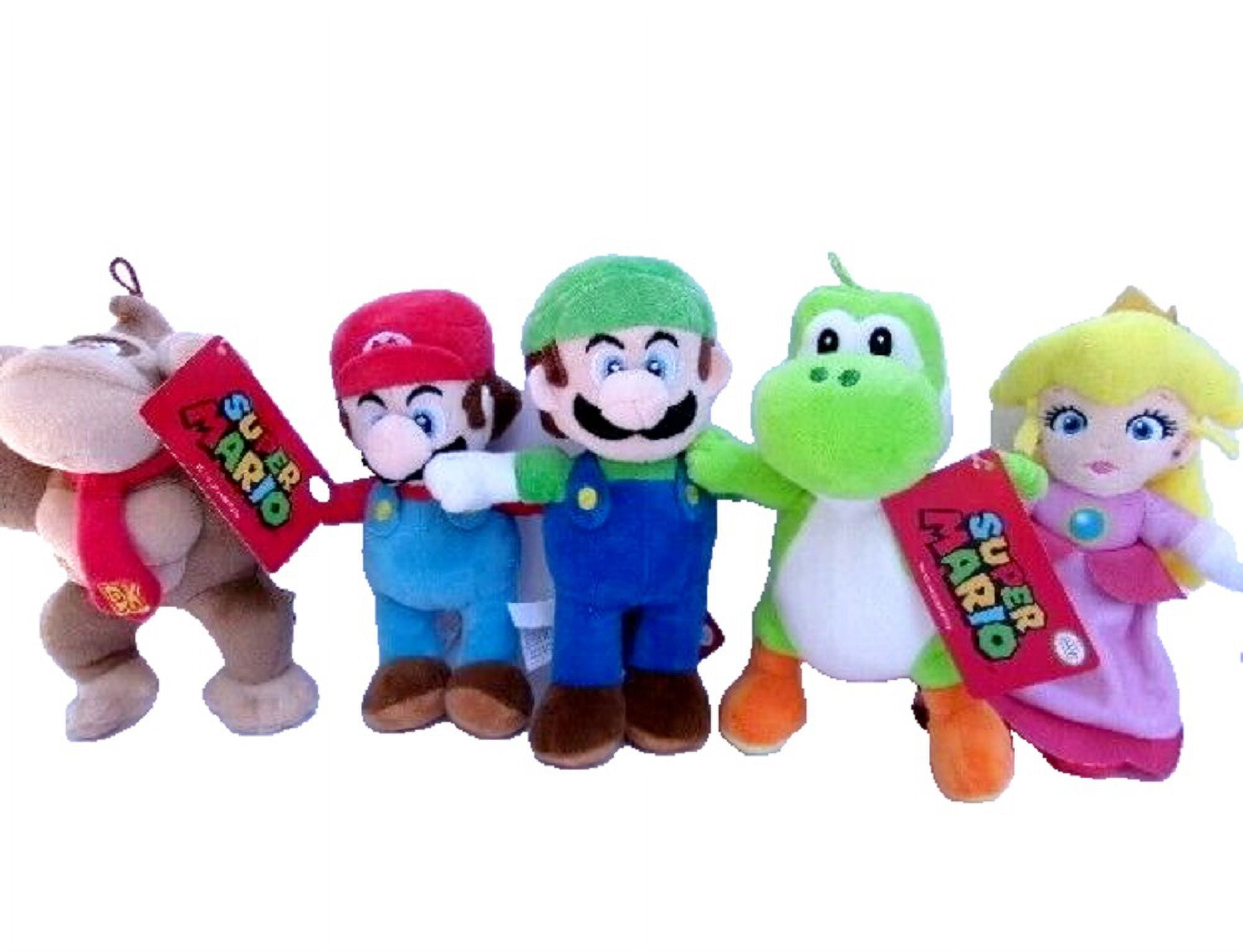 Super Mario Mari, Luigi, Donkey Kong, Yoshi and Super Mario Princess Plush Doll Set, 8 Inches, 5 pc