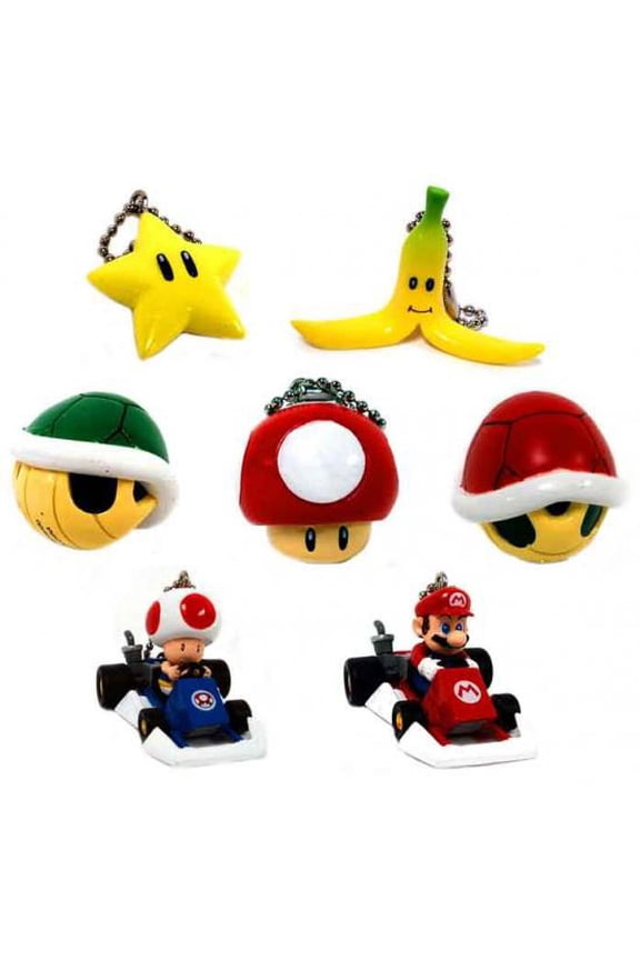 Super Mario Mario Kart DS Set of 7 Micro Keychains