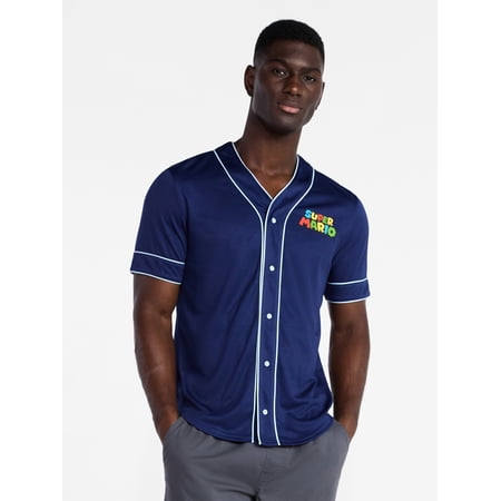 Super Mario Bros. Super Mario Men's and Big Men's Baseball Jersey, Sizes XS-3XL