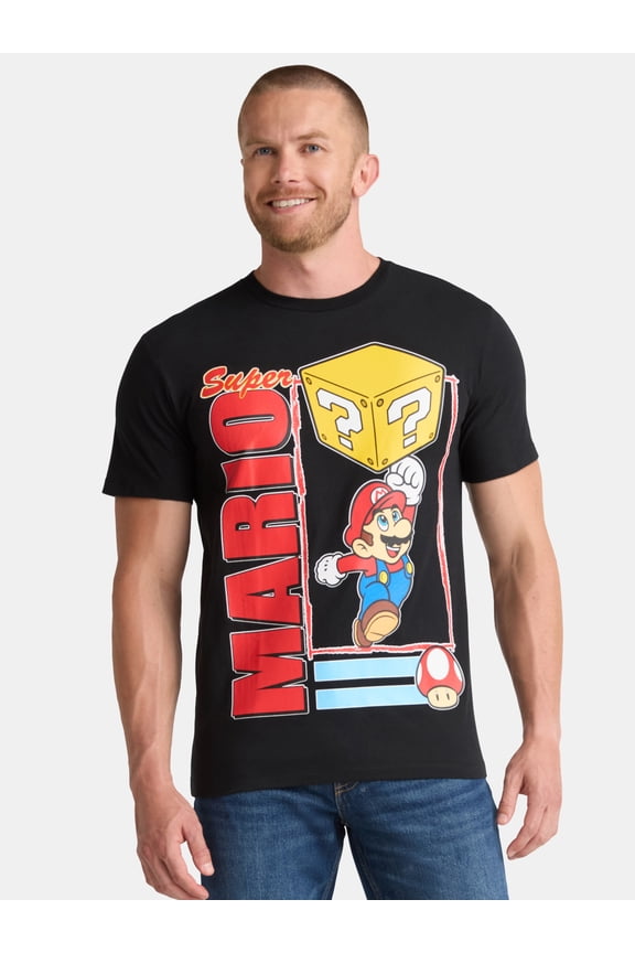 Super Mario, Men's & Big Men's Graphic Tee, Mario Jump, Sizes S-3XL