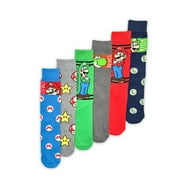 SUPER MARIO Men's Casual Crew Socks, 6-Pack, Size 8-12