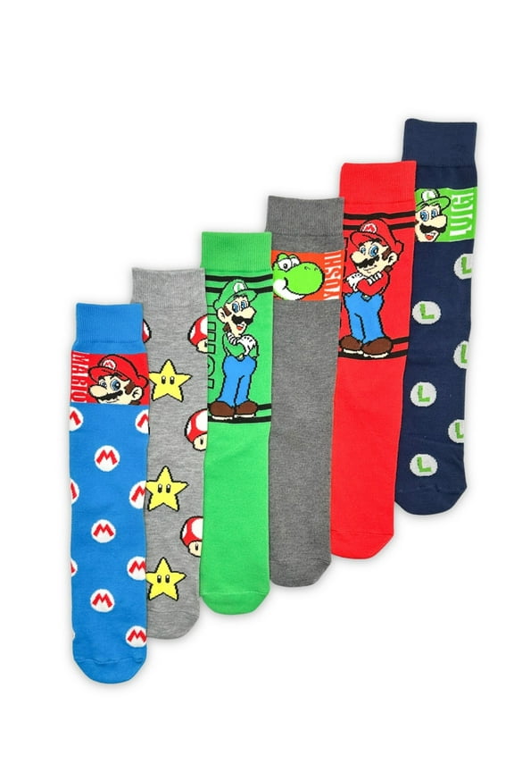 Men's Casual Crew Socks, 6-Pack, Size 8-12