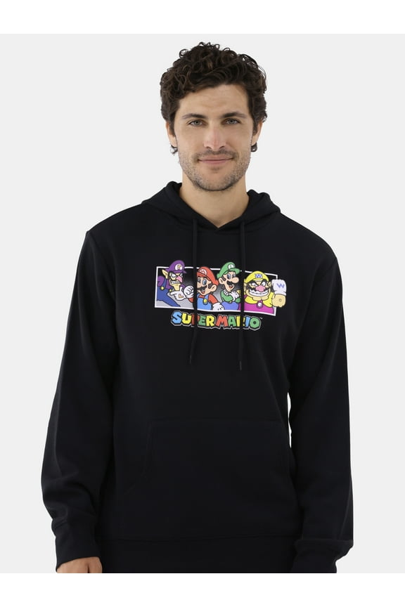 Super Mario Men's Graphic Hoodie with Long Sleeves, Sizes XS-3XL