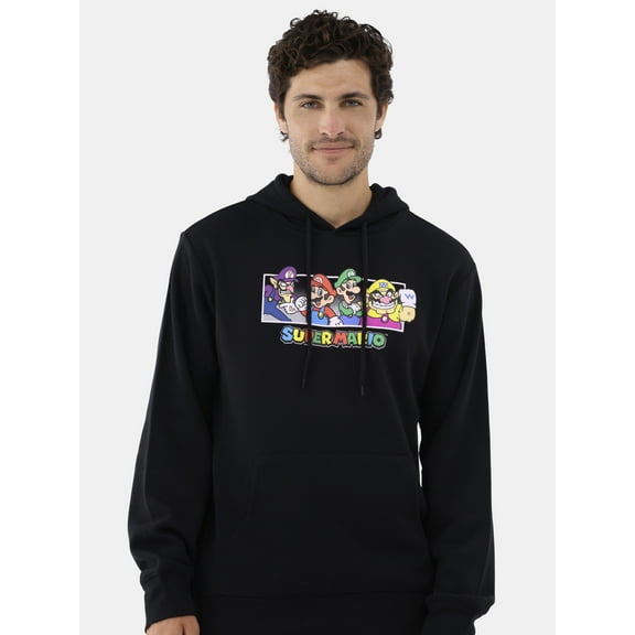 Super Mario Men's Graphic Hoodie with Long Sleeves, Sizes XS-3XL
