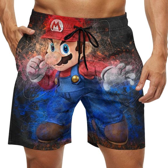 Super Mario Men's Swim Trunks Quick Dry Swim Shorts Swimwear Bathing Suits Swimming Board Shorts 3XL