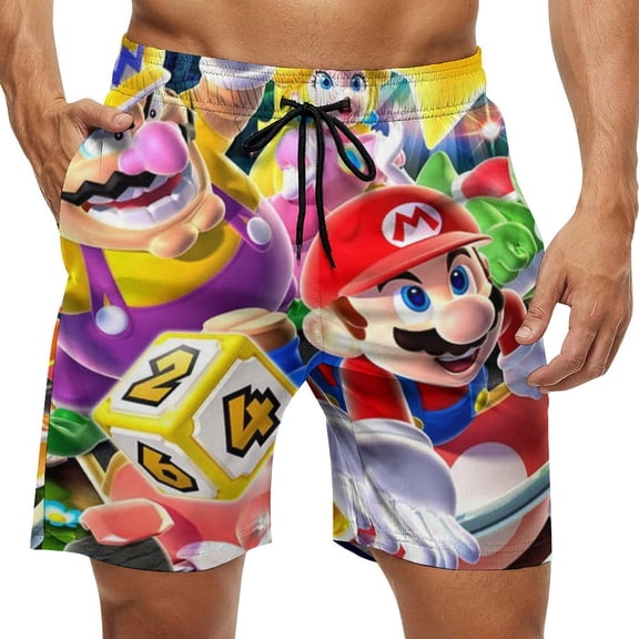 Super Mario Men's Swim Trunks Quick Dry Swim Shorts Swimwear Bathing Suits Swimming Board Shorts XL