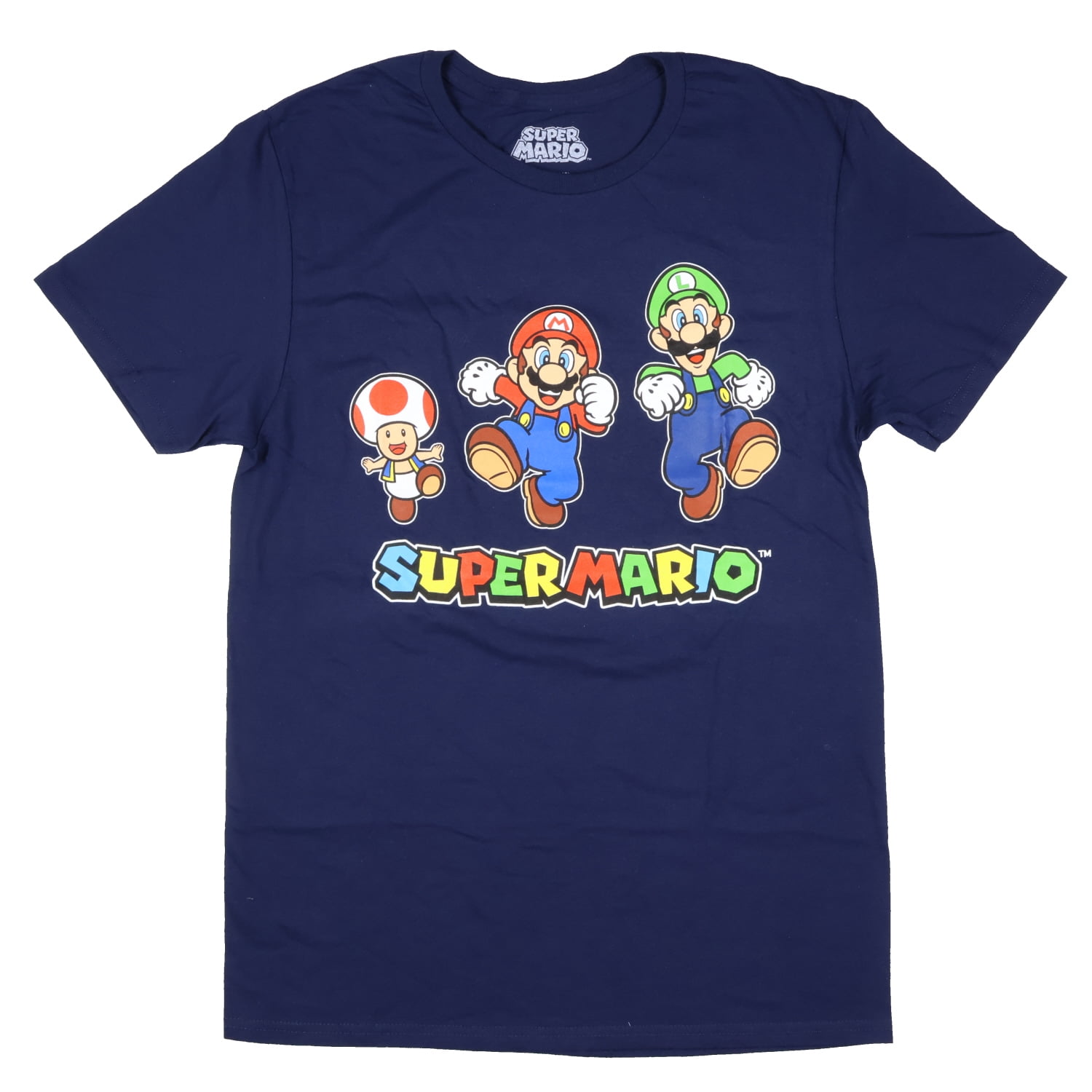 Super Mario Men's Toad Mario And Luigi Running Graphic Print T-Shirt