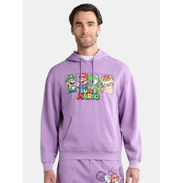 Super Mario Men's and Big Men's Graphic Hoodie with Long Sleeves, Sizes XS-3XL