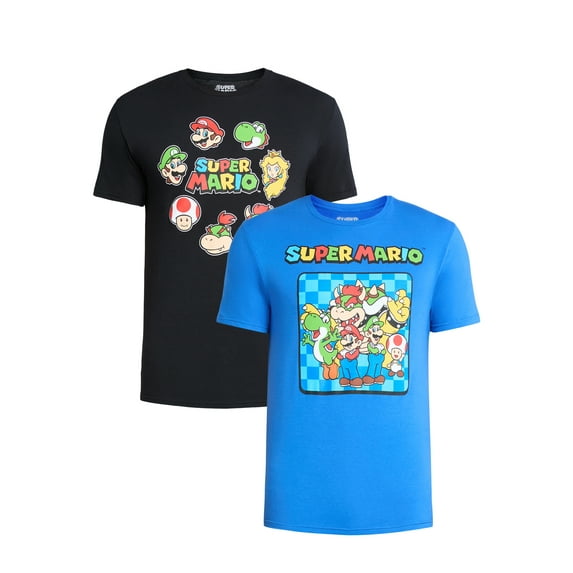 Super Mario Men's and Big Men's Graphic Tee Shirts, 2-Pack, Sizes S-3XL
