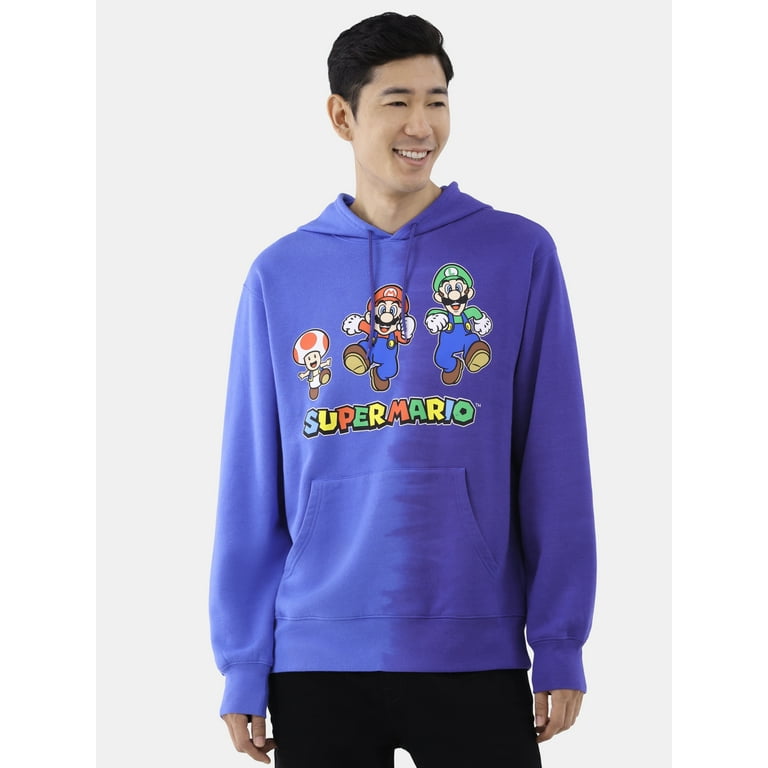 Super Mario Men s and Men s Big Tall Graphic Print Hoodie with Dip Dye Sizes XS 3XL
