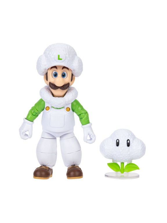 The Super Mario Galaxy Movie - 5 inch Action Figure Series Cloud Luigi Figure with Cloud Plant Accessory