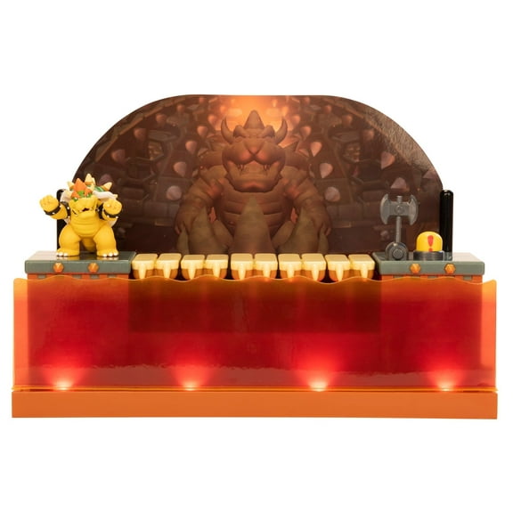 Super Mario Nintendo Deluxe Bowser Battle Playset with Lights and Sounds, 2.5 Inch Bowser Action Figure Included