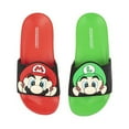 thumbnail image 1 of Super Mario Nintendo Sandals, Mario and Luigi Mismatch Slide Sandal, 1 of 5