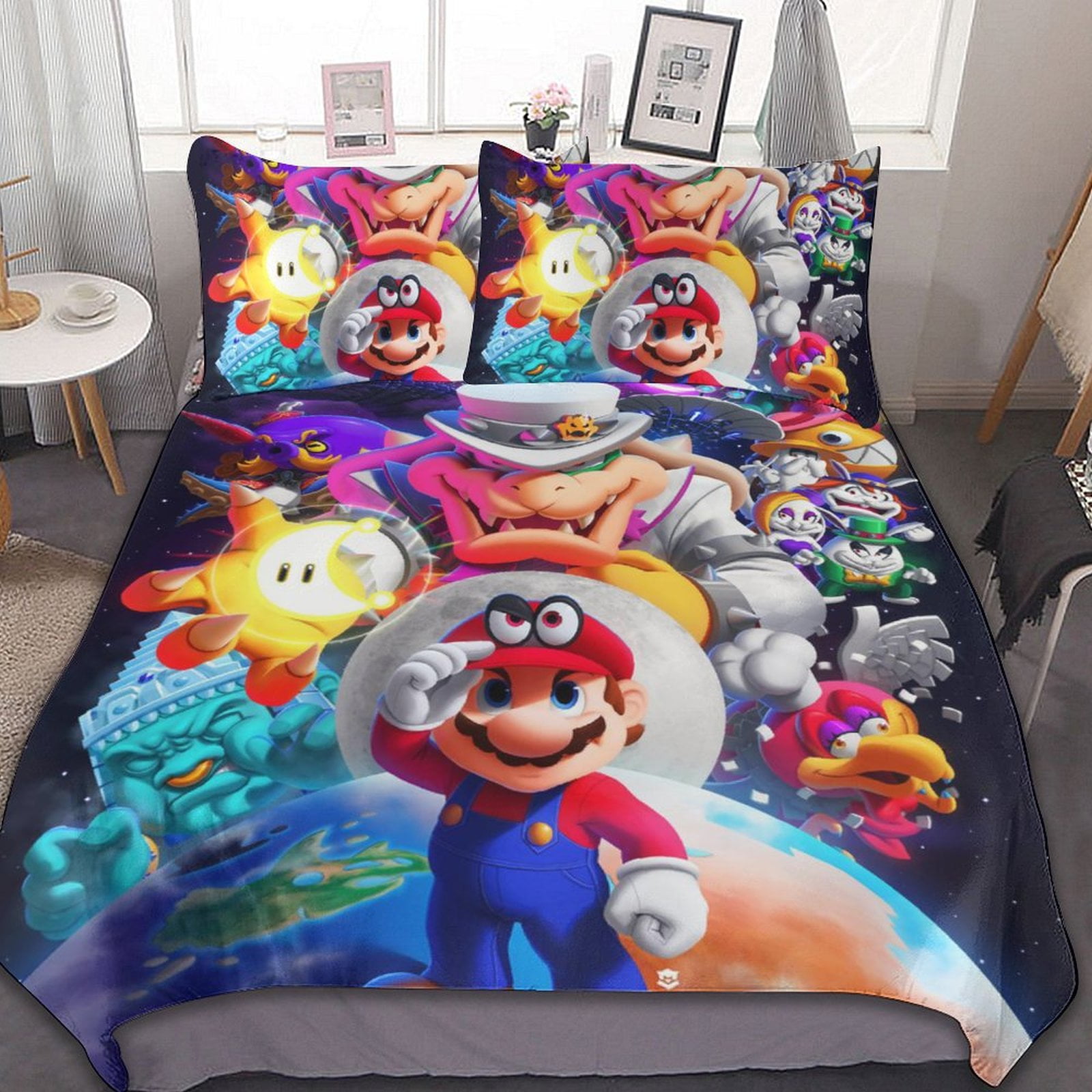 Super Mario Odyssey 3 Piece Bedding Sets Decor Comforter Sets With One
