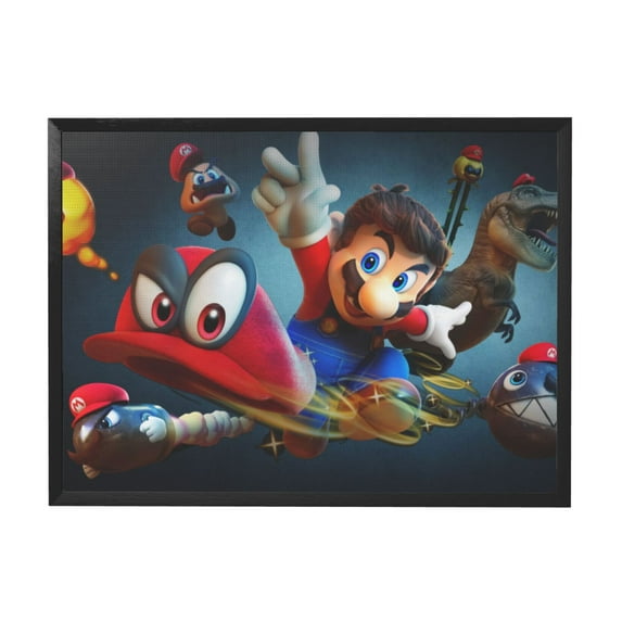 Super Mario Odyssey Black Frame Decorative Painting Canvas Decor Wall Poster Art Painting Gift For Living Room Bedroom Office Posters 12x16in