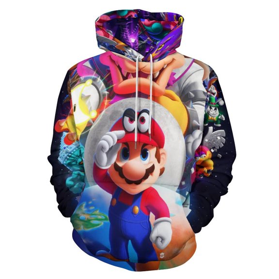 Super Mario Odyssey Fashion Sweatshirts Hoodies For Mens And Womens 3D Printing Hoody Pullover Winter Daily Unisex Adult Hooded Clothes With Drawstring And Pocket