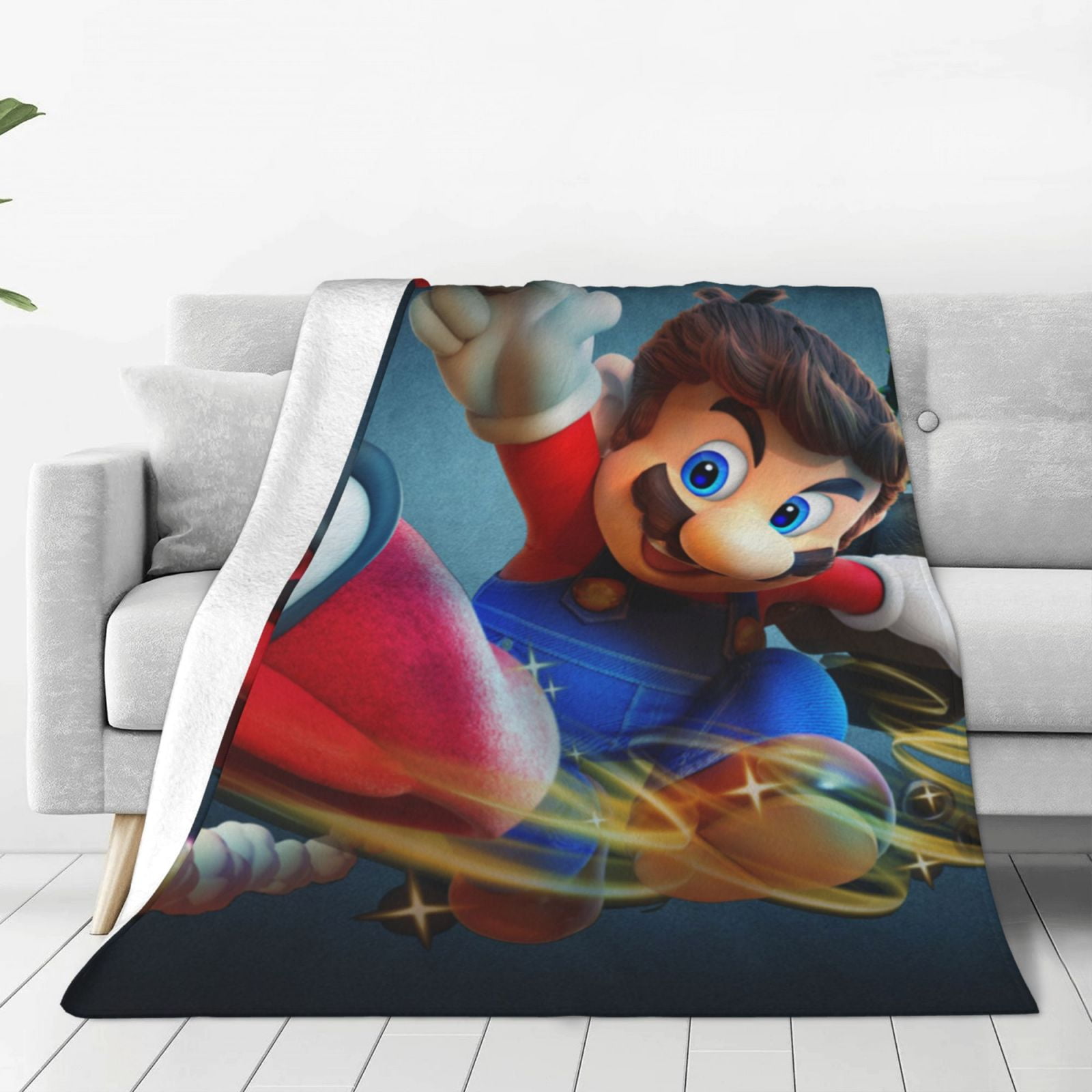 Super Mario Odyssey Flannel Blanket Cozy UltraSoft Micro Fleece