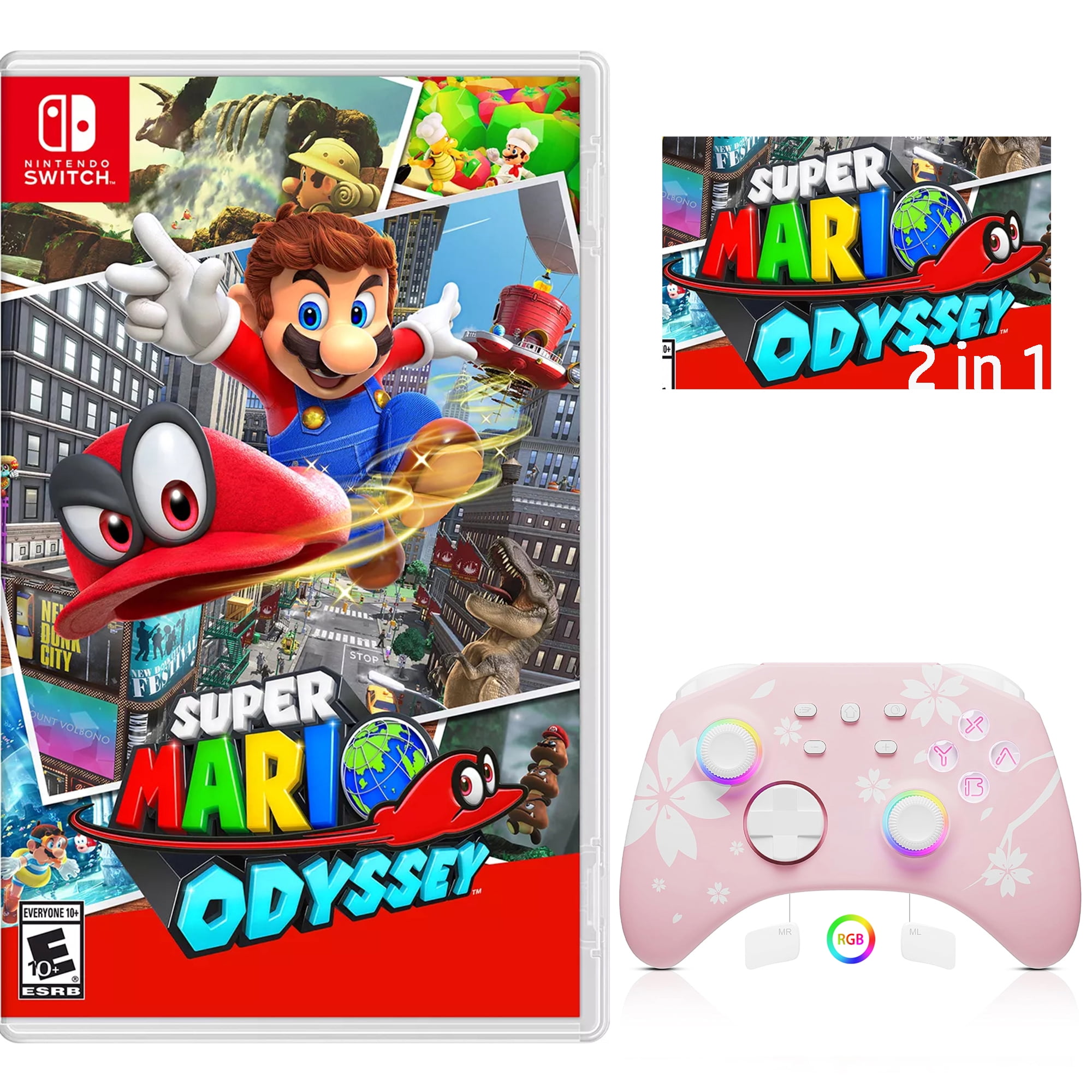 Super Mario Odyssey Game Disc and Upgraded Switch Pro Controller for