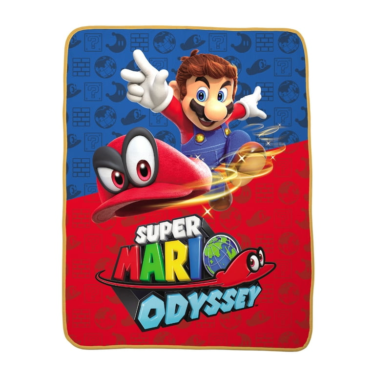 Super Mario Odyssey Silky Soft Plush Throw Blanket 40x50 Gaming Bedding Red and Blue Nintendo