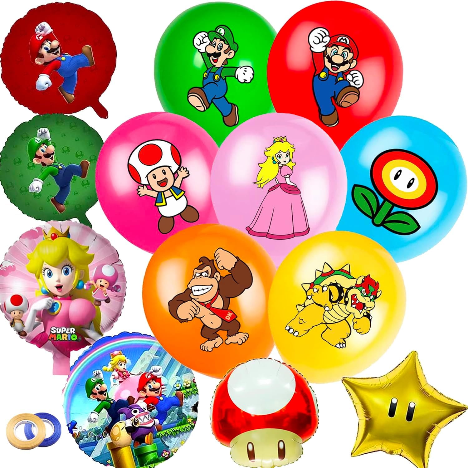 Super Mario Party Decorations - 34pcs Mario Balloons Kit for Birthday ...
