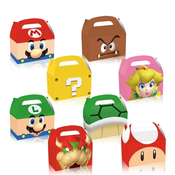 Mario Bros Party Favor Boxes - 12 Pcs Party Favor Candy Boxes for Anime Theme Birthday Party Supplies Decor,Birthday Game Party Kraft Paper Gift Bag Decorations