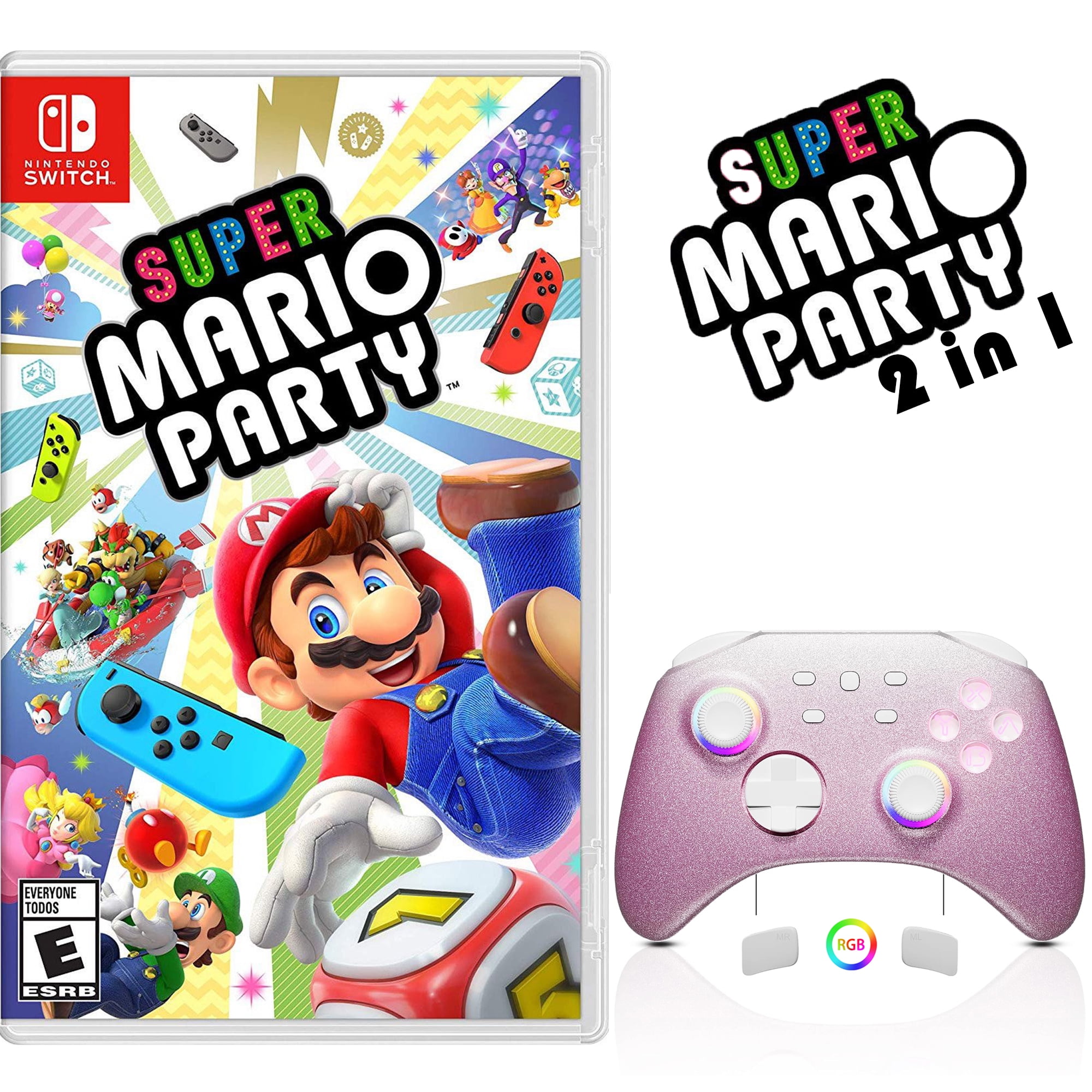 Super Mario Party Game Disc and Upgraded Switch Pro Controller for Nintendo  Switch/OLED/Lite, Wireless Switch Remote for PC/IOS/Android/Steam 