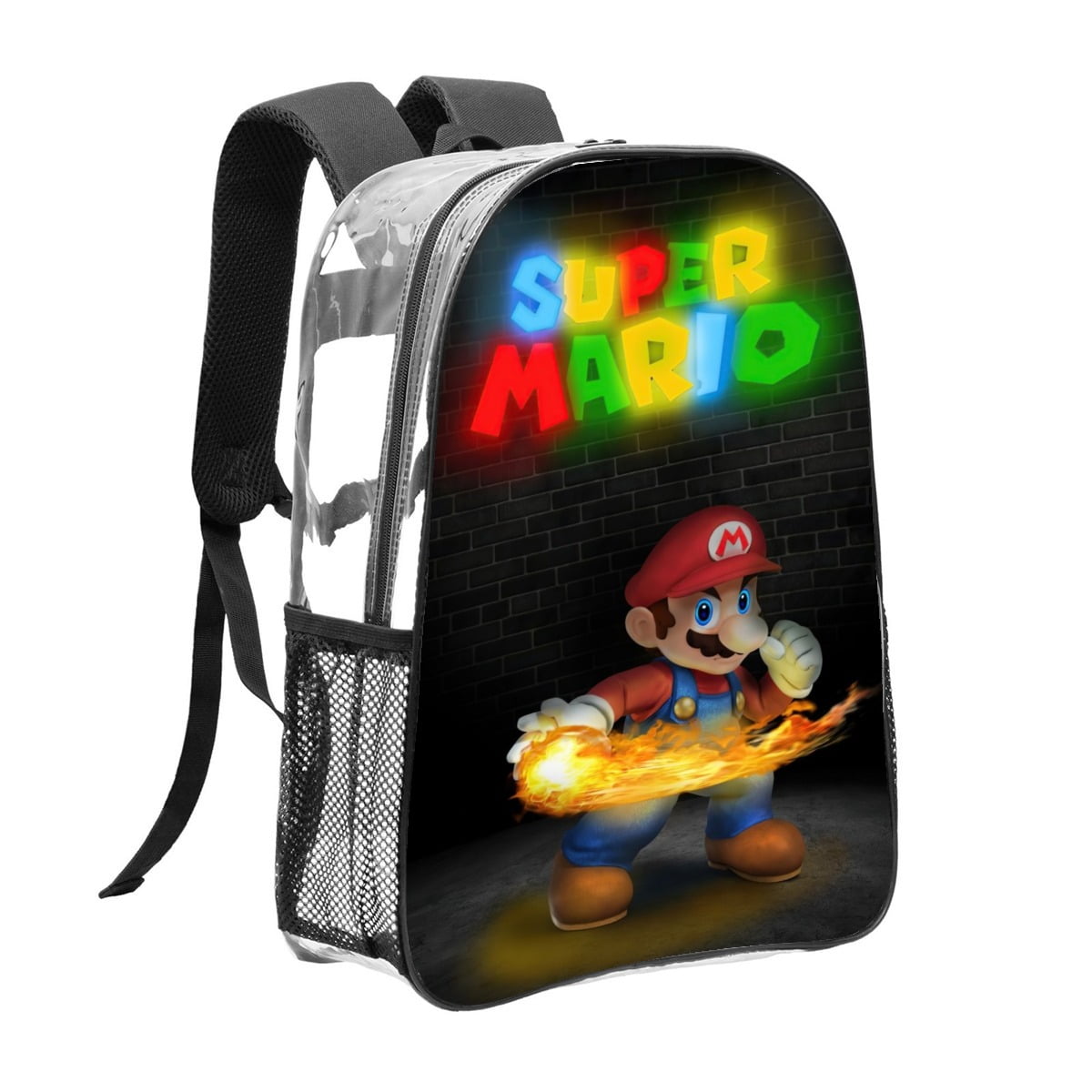 Super Mario Pattern Transparent Backpack Lightweight And fashionable ...