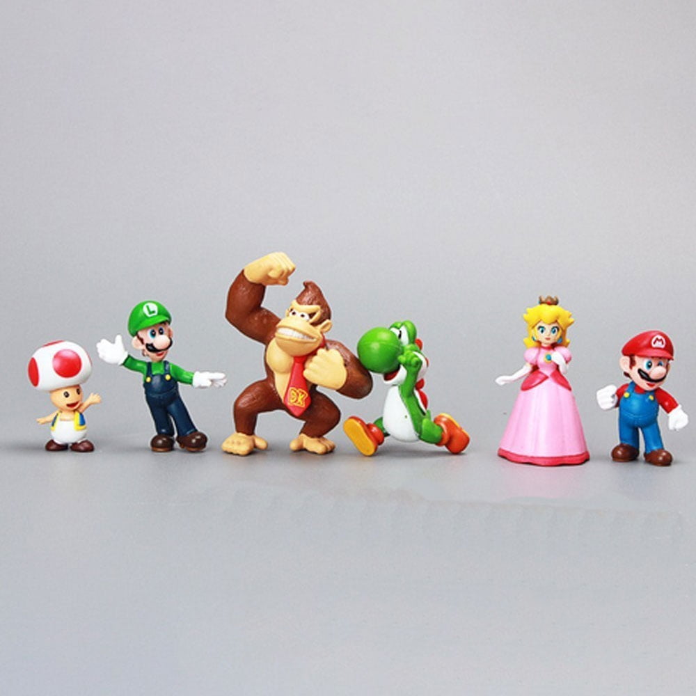 Funko pop hot Super Mario Bros Action Figures Toys Dolls Model Set Luigi  Yoshi Donkey Kong Mushroom for kids birthday gifts