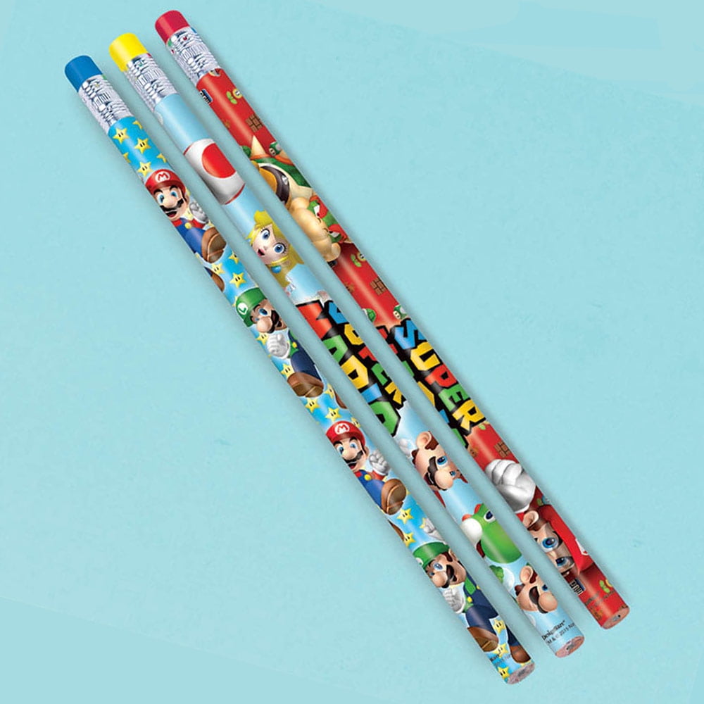 Mario Colos. Colored Pencil Set for Fans of Mario Brothers | Set of 12 Mario-Inspired Parody Pencils | Each Color Pencil Is Foil-Stamped with Clever