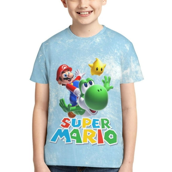 Super Mario Pet Teen T Shirts Unisex Crewneck Short Sleeve T-Shirt Tees Top For Boys Girls Youth Kids X-Small