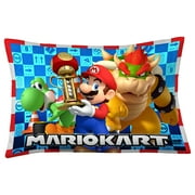 Franco Kids MarioKart Race Super Mario Reversible Pillowcase, 20 in x 30 in