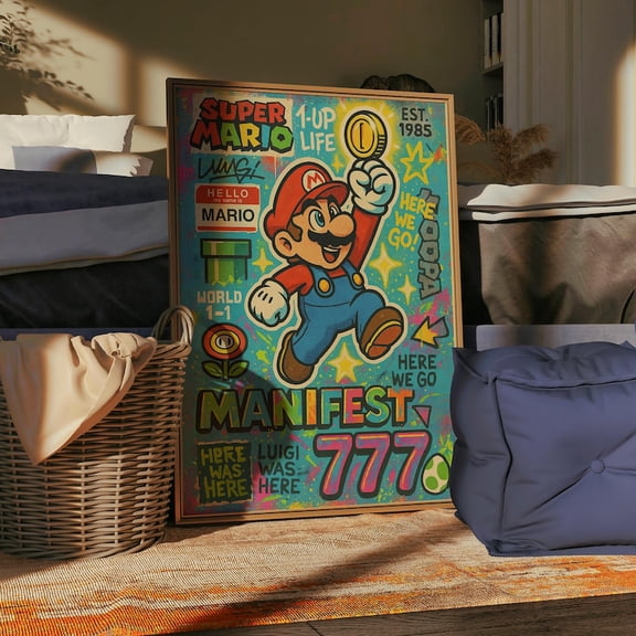 Super Mario Pop Art Poster: Retro Arcade Graffiti Style 8x12 UNFRAMED