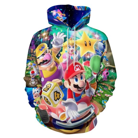 Super Mario Poster Fashion Sweatshirts Hoodies For Mens And Womens 3D Printing Hoody Pullover Winter Daily Unisex Adult Hooded Clothes With Drawstring And Pocket
