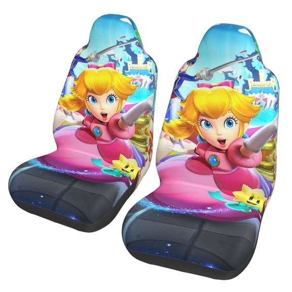 Super Mario Princess Car Seat Covers 2 Pcs Auto Seat Protectors Durable Seat Cushions Cover