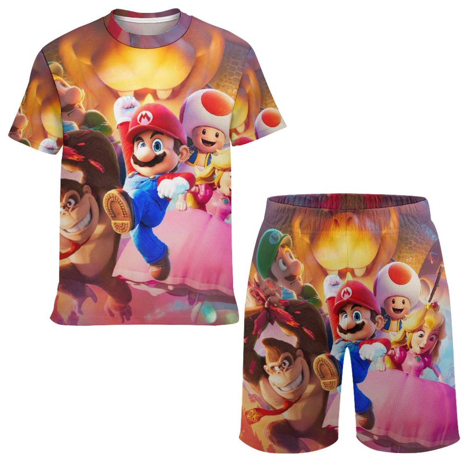 Super Mario Princess Peach Boys Short Sleeve Mesh T-Shirt And Shorts ...